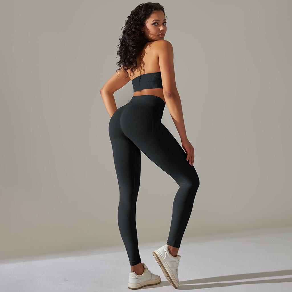 New Sexy Back Sports Bra Set With High Waist, Hip Lifting, Tight Pants, Quick Drying, Running, Sports, Yoga, Two-Piece Set For Women