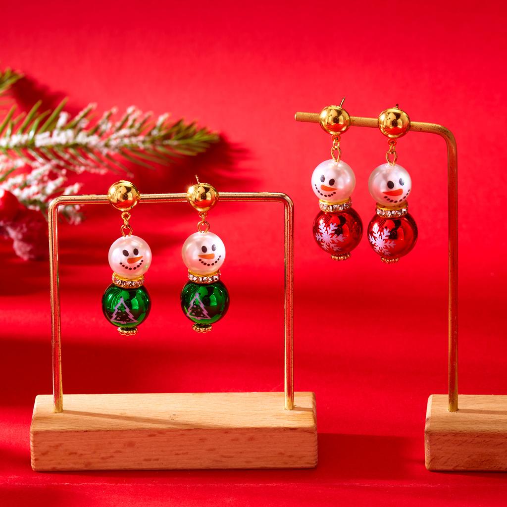 Enchanting Christmas Crystal Snowman Earrings for Women Various Colors Rhinestone Earrings Party Jewellery Accessories