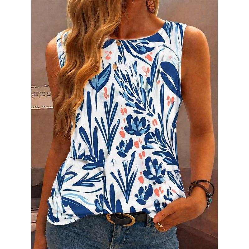 Women's T Shirt Sleeveless Shirt Print Floral Graphic Bohemia Vintage Stylish Sleeveless Tops Casual Daily Summer Spring