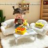 1:12 Dollhouse Miniature Sofa Chair Soft Single Sofa Double Sofa With Pillow Trendy Toys Doll Home Furniture Decor Toy