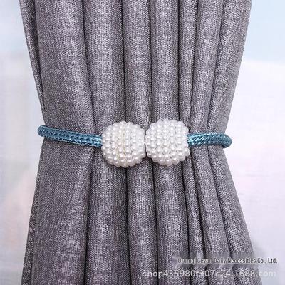 Magnetic Pearl Curtain Tiebacks with No-Punch Design