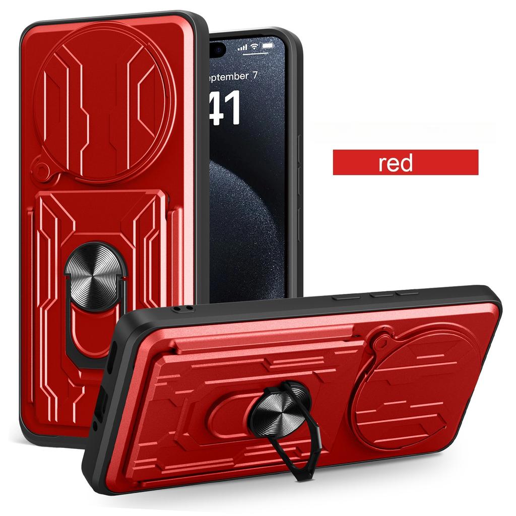 For Redmi Note 14 Pro+ Pro Plus/Redmi 14C/14R A4 A3 4G A3X Car Mounted Magnetic Rotating Ring Holder Card Slot Phone Case Shell
