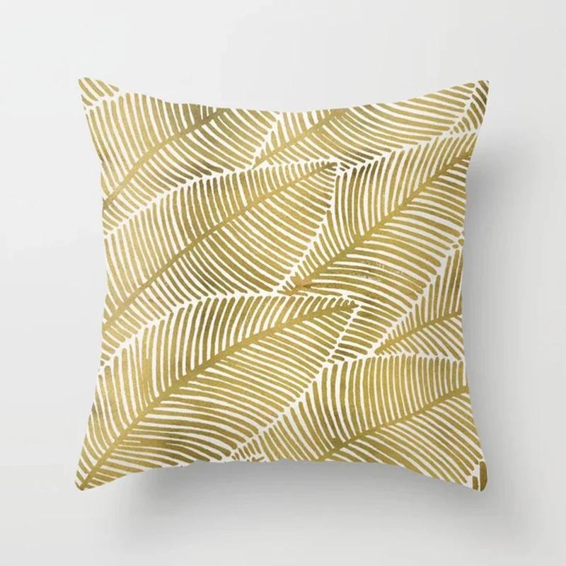 Cushion Cover 45*45cm Golden Leaves Soft Peach Skin Cashmere Throw Pillow Cover Sofa Pillowcase Merry Christmas Home Decor