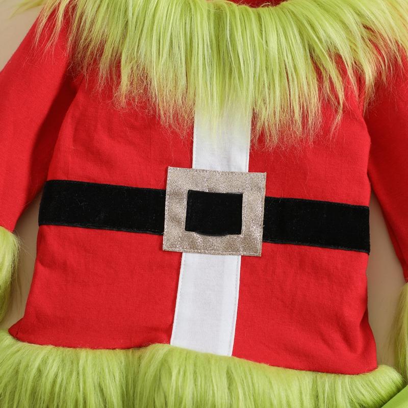 A Children’s Christmas Outfit, Consisting of A Long-sleeved Top with Plush Trim and A Pair of Trousers with An Elasticated Waistband.