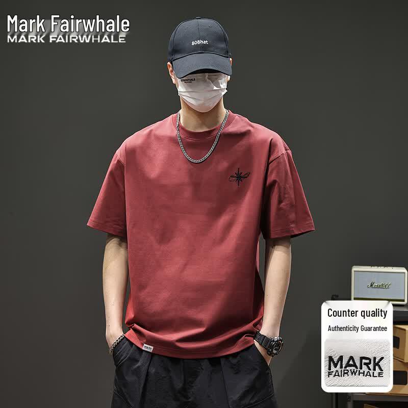 

Mark Fairwhale Men s Ice Silk Embroidered Round Neck T-Shirt XL