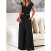 2026 Sommer Damen V-Ausschnitt Schnürung Cropped Weitbeinige Hose Mode Set