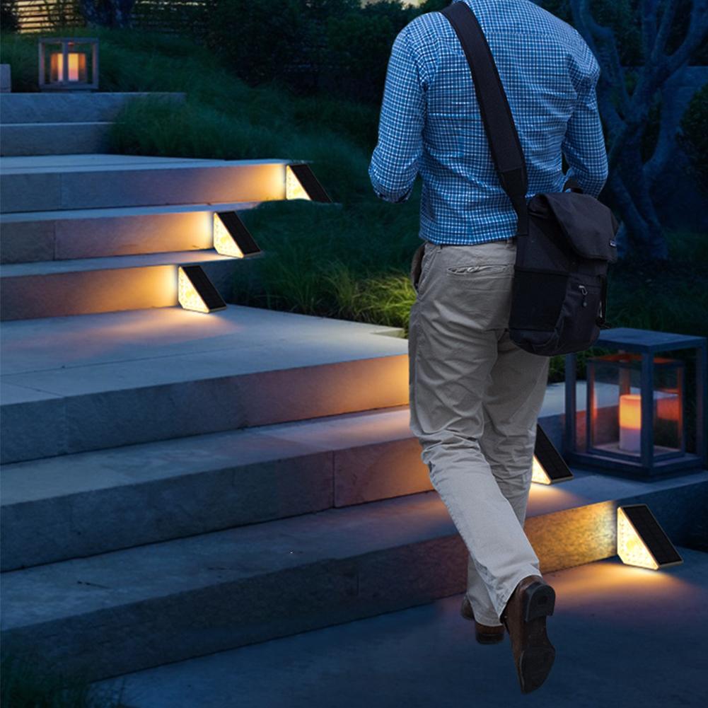 LED Outdoor Solar Lights Decor Super Bright Solar Deck Lights Triangle Step Lamp for Stair Deck Front Step Front Porch and Patio