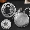 Antique Hollow Gears Silver Mechanical Pocket Watches Men Vintage Steampunk Fob Clock Male Necklace With Chain Boy Girls Gift