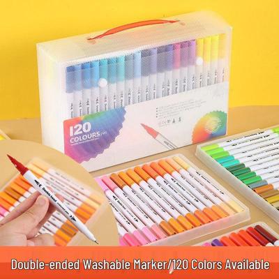 עטי צבעי מים רחיצים דו-צדדיים 120 צבעים - סט אמנות ידידותי לסביבה לילדים