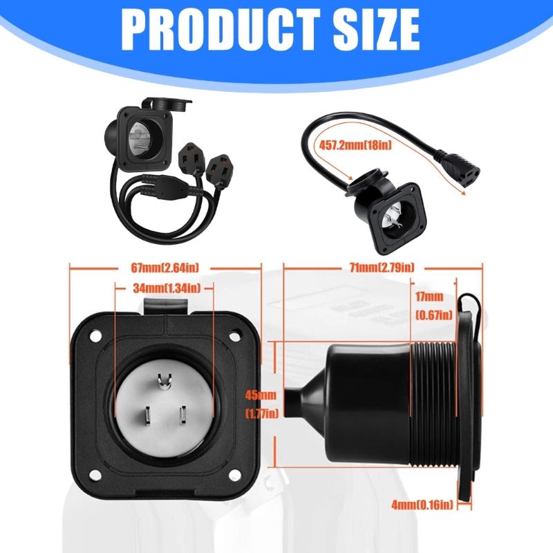 Heavy Duty Outdoor Electrical Extension Cord with Weatherproof US Plugs Strong Nylon Extension Cable for Camping