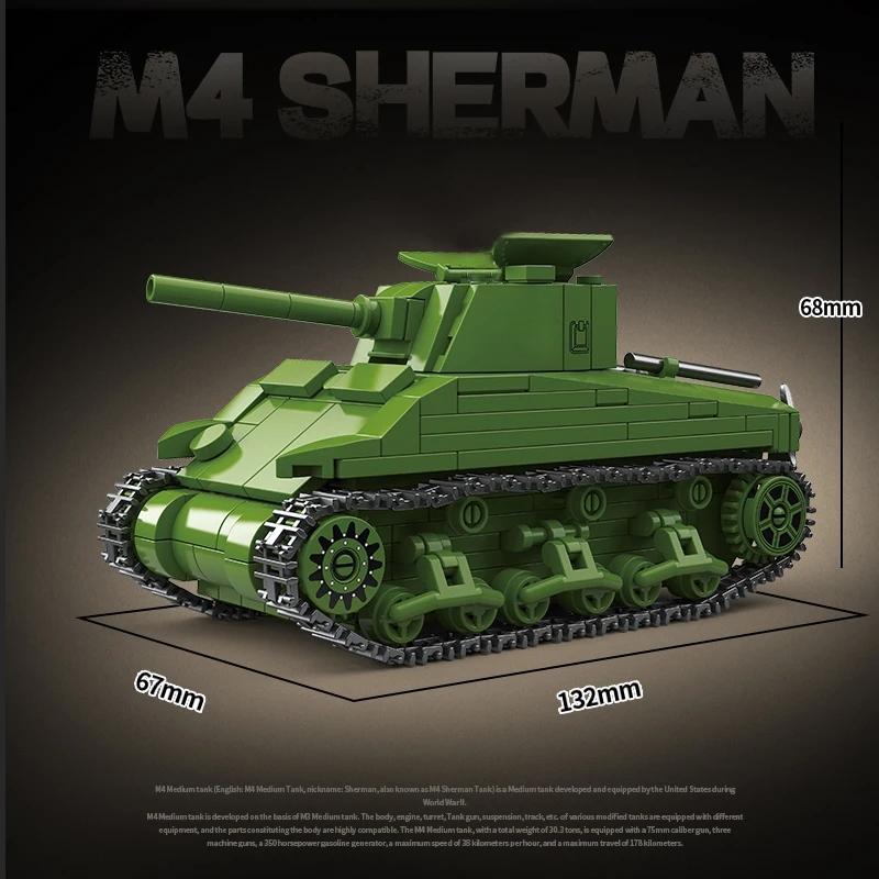 Средний танк M4 Sherman 75 Среднекалиберный танк Модель Танк Тяжелый танк Строительные блоки Игрушки Игрушки для сборки своими руками Рождественский подарок No original box