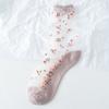 5 Paare Damen Blumen Socken Sommer Spitze Kristall Glasseide Socken Kurz Dünn Transparent Rosen Jacquard Elastische Ultradünne Socken