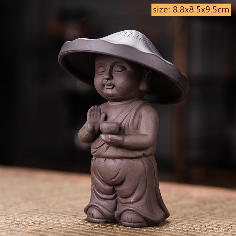Creative Purple Sand Tea Leaking Tea Pet Decoration Purple Clay Tea Set Accessories Office Desktop Little Monk Zen Ornament