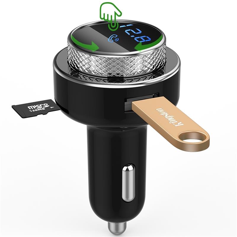 VAORLO Bluetooth Auto Ladegerät QC3.0 Dual USB Ladegerät Schnell Ladung Mit FM Sender MP3 Player TF Karte Car Kit Auto Telefon ladegerät