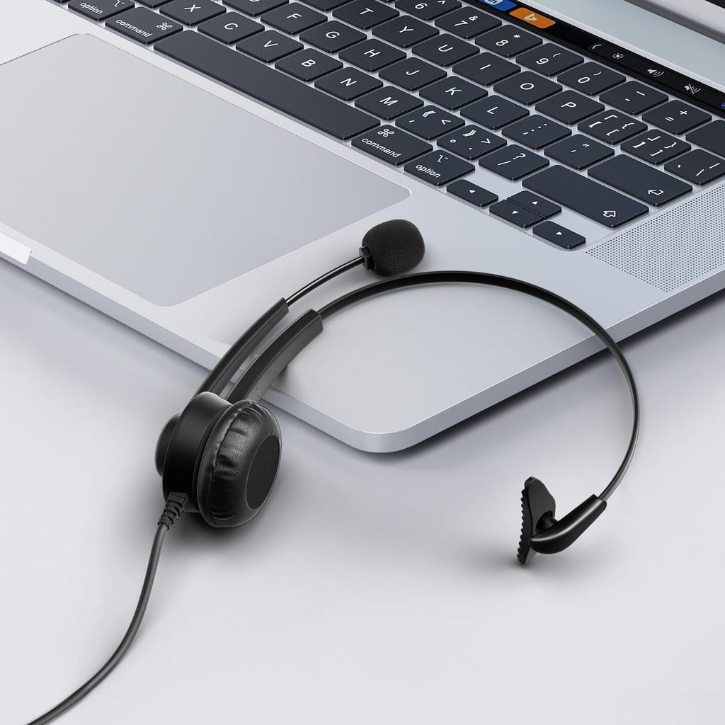 Wantek USB Wired Single Ear Headphones with Microphone for Web Working from Remote Online Classes and Clear and PC and for Invoice Type-C Headset,