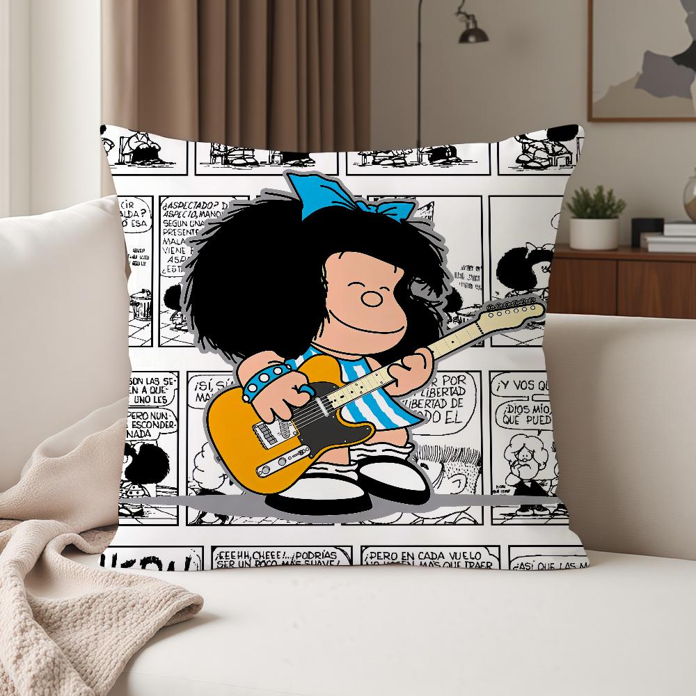 Cartoon Cute Mafalda Pillow Case Suitable For Bedrooms Living Rooms Cars Home Decoration 12x12Inch