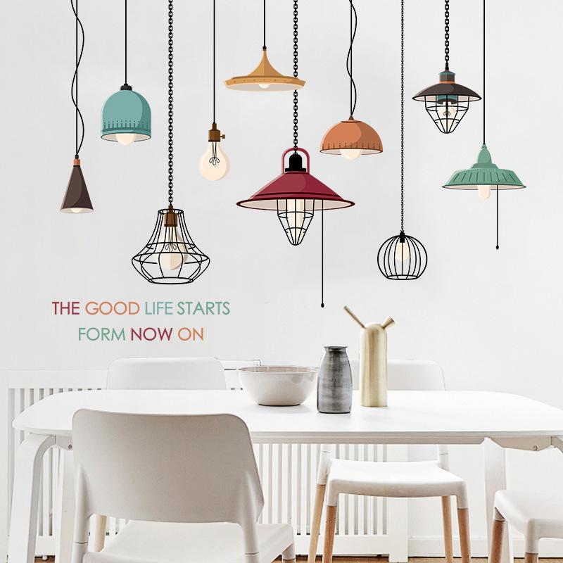 Adesivo da Parete Lampadario Stile Nordico Colorato Rimovibile Decorazione Sfondo TV per Camera da Letto e Soggiorno Adesivo Vetro Finestra
