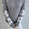 Women's Fashion Casual Fall Winter Flower Pattern Print Long Sleeve O-Neck Sweaters