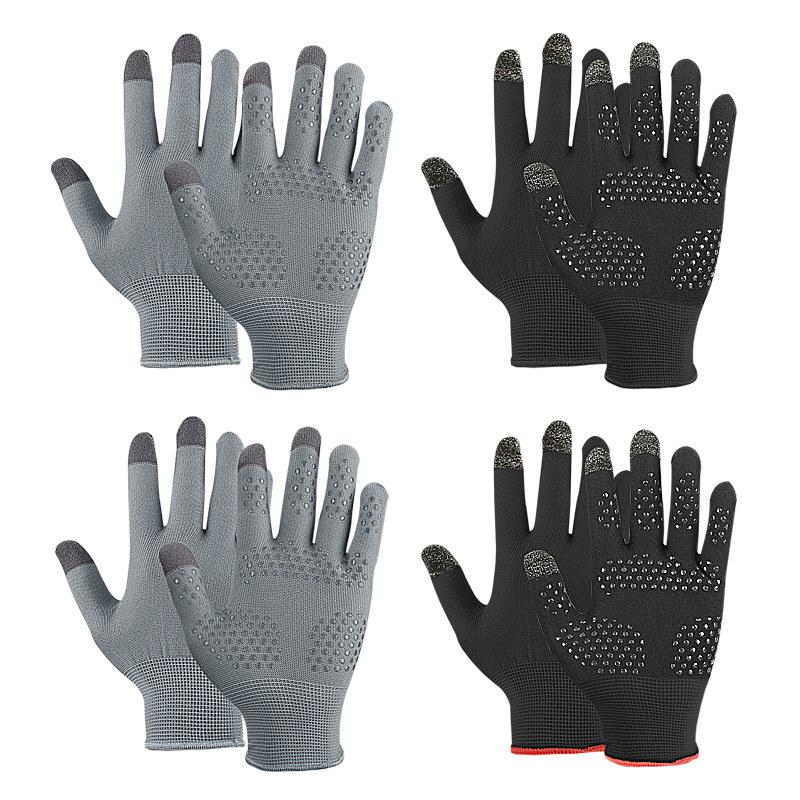 Vår og høst Tynne Utendørs Sport Sykling Håndflate Silikon Sklisikker Tre-finger Berøringsskjerm Pustende Nylonhansker