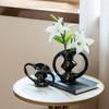 Ceramic Vase Geometric Creative Hollowed-out Handle Flower Vase Flower Arrangement Accessories Flowerpot Home Decoration