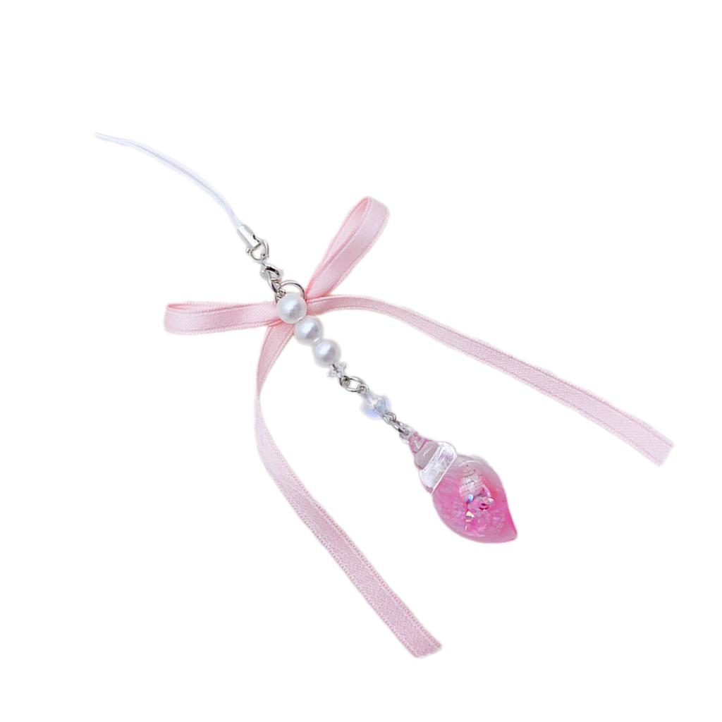 Chic Conch Phone Pendant Bowknot Keychain Phone Charm for Women Stylish Phone Decoration for Bag Purse Backpack