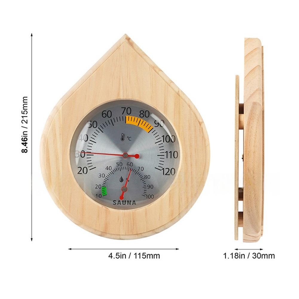 Sauna Wall Hygrothermograph for Indoor Temperature and Humidity Tracking Built with For Durable Wood and Copper Materials