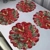1pcs Santa Claus Christmas Table Placemat Snowman Elk Non Slip Round Dining Mat Coaster Flower Leaves Xmas Table Mat