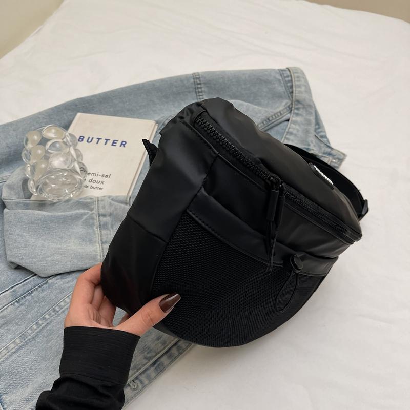 Black Waterproof PU Chest Bag Outdoor Cycling Bag Men Women Crossbody Mobile Phone Bag