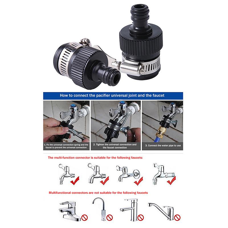 Universal Faucet Connector Tap Connector Adapter Garden Kitchen Water Hose Pipe Joiner Fitting Universal