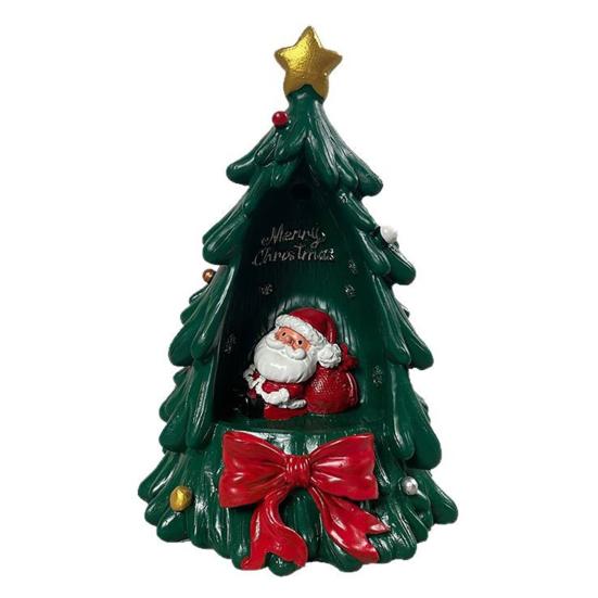 Christmas Tree Backflow Incense Burner Decoration Xmas Tree Santa Claus Resin Incense Holder Home Office Desktop Ornament