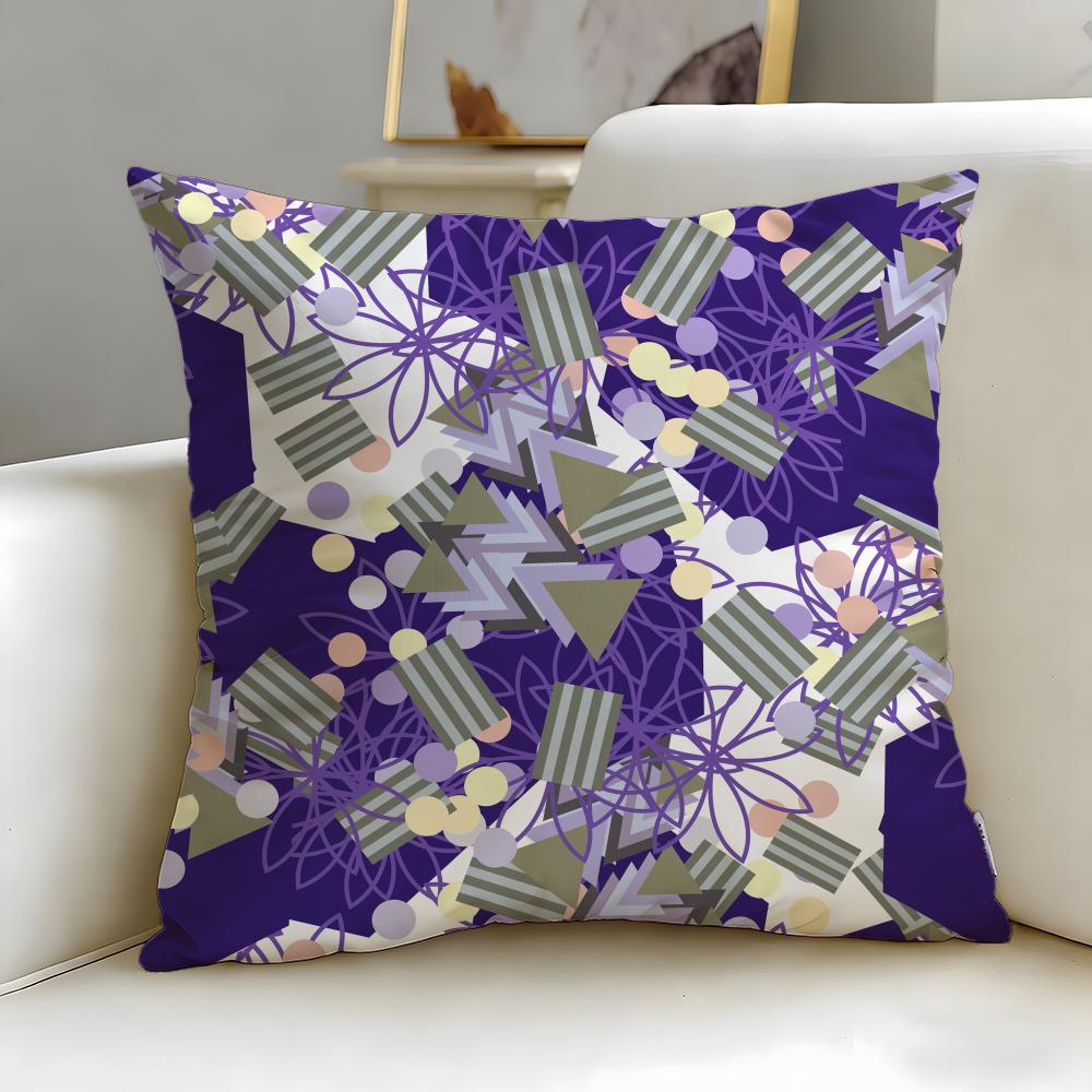 Art Theme Colorful Patchwork Pattern Cushion Cover Soft EasyWash Pillow Case Versatile for Couch Bed Travel and Office
