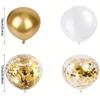 30PCS 10/12Inch White And Golden Balloons Pearl White Balloons Golden Confetti Balloons For Birthday Weddings Anniversary Party