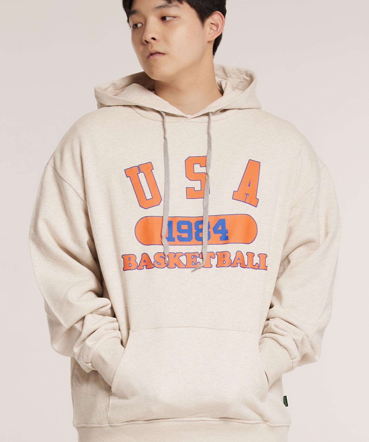 Cream Soda Lab Usa Basketball Hoodie Oatmeal Orange M