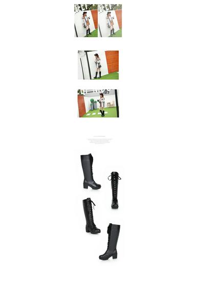 Trendy Women's High-Heeled Black Lace-Up Martin Boots - Autumn/Winter