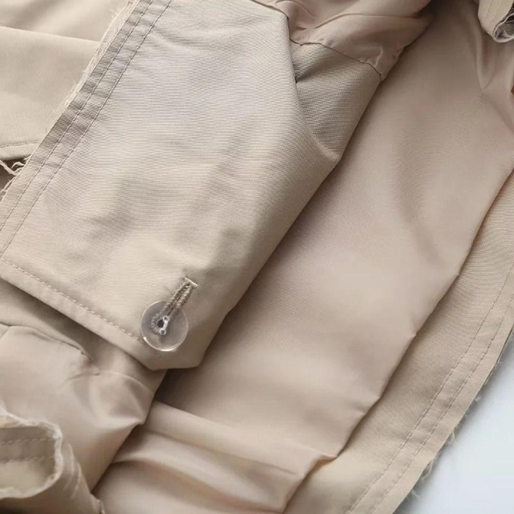 Cropped Trenchjacke mit Gürtel Zweireihige Jacken Damen Schick Herbst Winter Mantel Feiertag