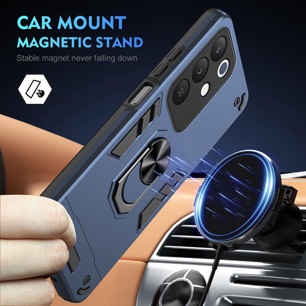 KEYSION Shockproof Armor Case for Realme C85 C85 5G Soft Silicone+PC Metal Ring Stand Phone Back Cover for OPPO Realme C85