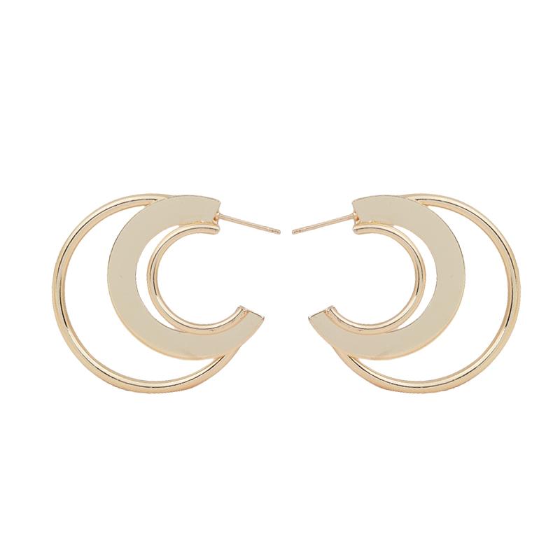 Exaggerate Big Wide C Shaped Gold Color Geometry Drop Earrings for Women Brincos Simple Party Jewelry