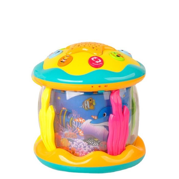 Kids' Music Game Drum With Ocean Projection Lamp, Interactive Toy For Crawling And TummyTime Development