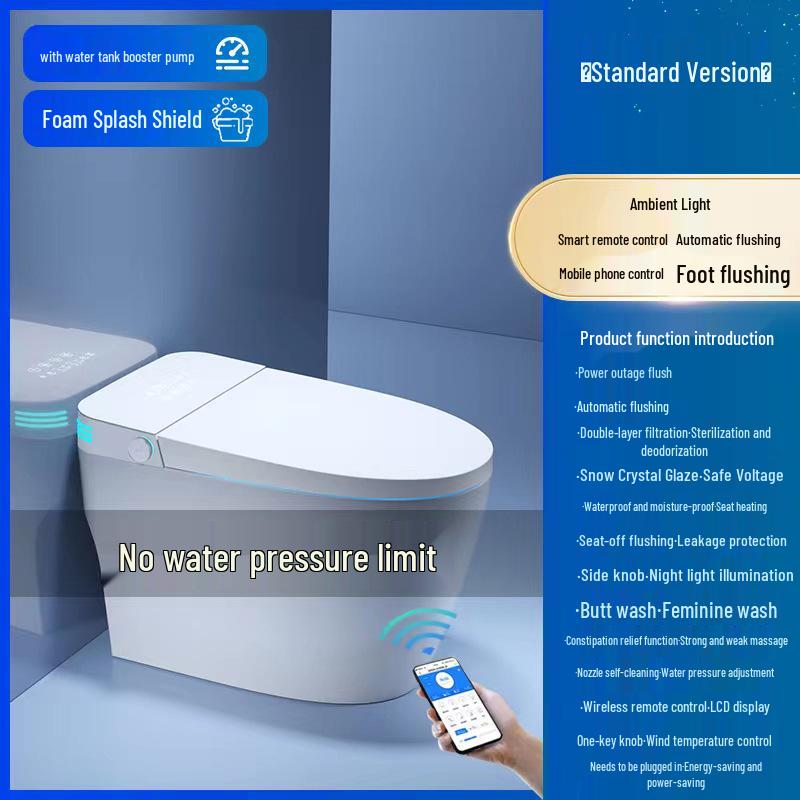 Genuine Smart Toilet with Automatic Flip Lid, Instant Heating, Voice Control, Siphon Technology, and No Water Pressure Limitations.