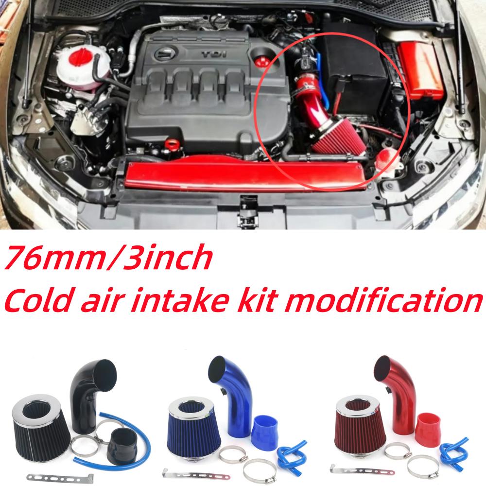 For76mm/3-inch car cold air mushroom head intake pipe filter air aluminum set