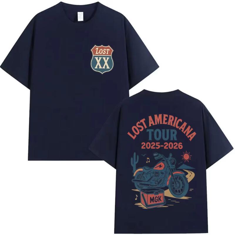 Rapper MGK Lost XX Americana Tour 20252026 Graphic T Shirts Unisex Women Vintage High Quality Oversized Cotton Tshirt Streetwear