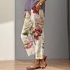 Pantaloni casual da donna, elastici, a vita alta, con coulisse, dritti, a gamba larga, con stampa floreale digitale, da spiaggia, da ufficio, per tutti i giorni