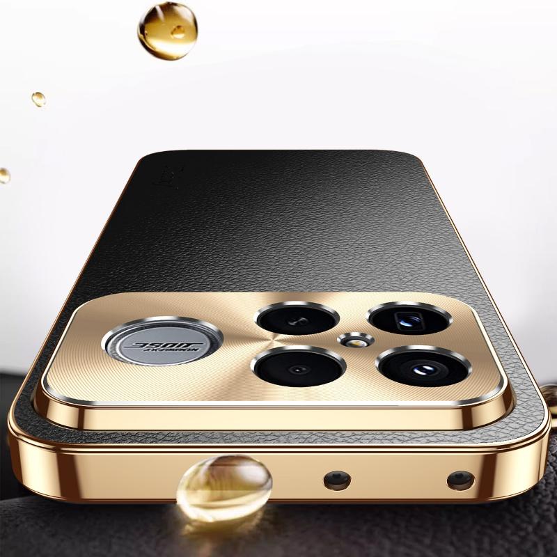 PU Leather Plating Lens Protection Cover For Redmi K90 Pro Max Texture Lichee Pattern Shockproof Case For Redmi K90Pro max Shell