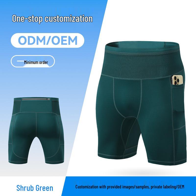 Men's Multi-Pocket Compression Capri Pants for Running, Training, and Cycling