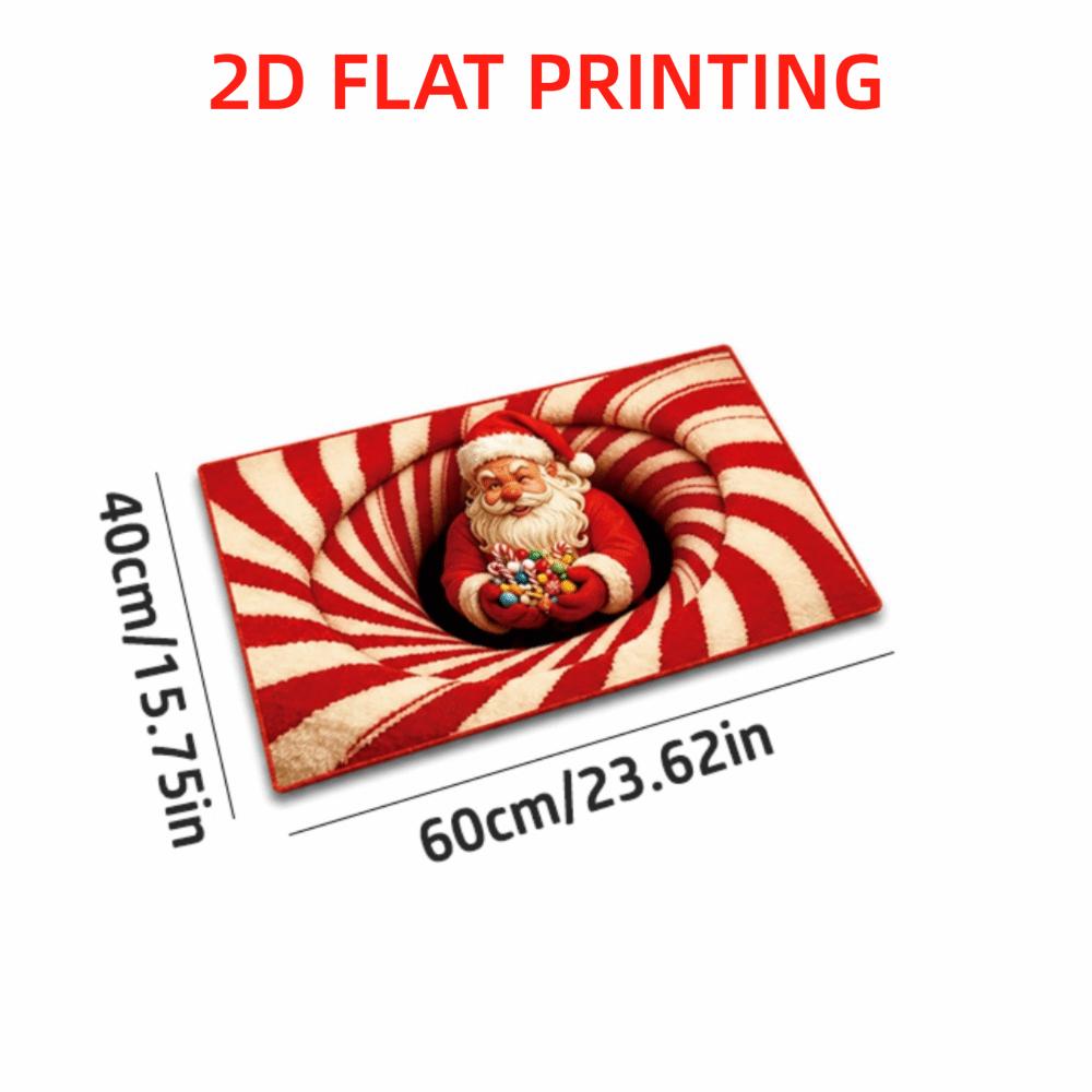 2D Flat Santa Door Mat Faux Cashmere Christmas Bath Mat Decorative Floor Rug  Christmas Home Decor