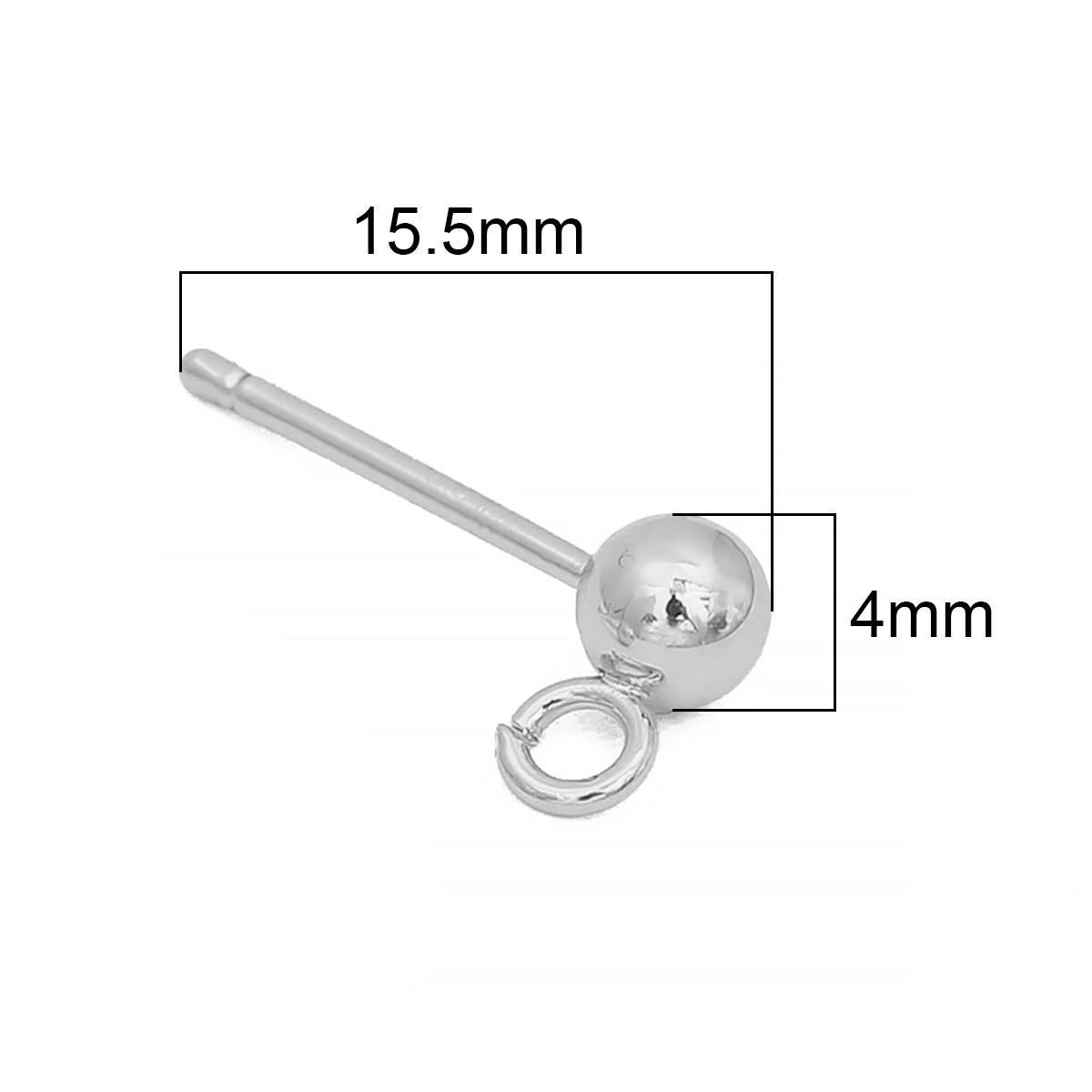 

2шт медные шариковые серьги-гвоздики высокого качества Diy DIY Изготовление ювелирных изделий Поиск аксессуаров 4mm роман серебряный