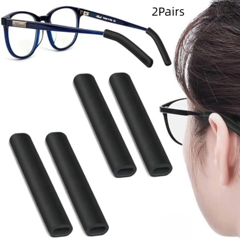 2 Pairs Glasses Anti-Slip Cover Ear Hook Silicone Anti-Slip Holder For Sunglasses Eyeglass Leg Temple Tips Black White Brown