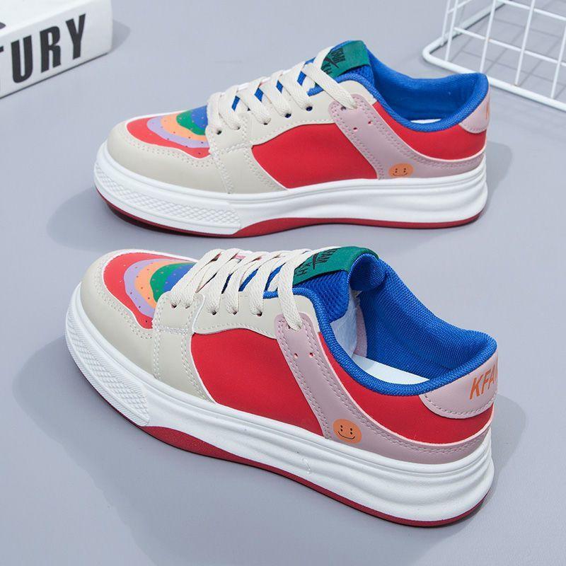Thick baseplate shoes mandarin duck shoes spring new niche rainbow color matching sports and leisure shoes tide