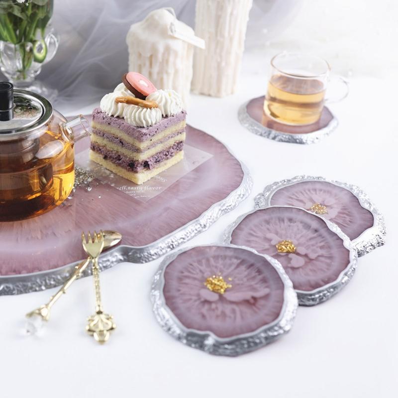 Resin Silicone Coaster Molds for Resin,Geode Coaster Molds for Resin Casting,Epoxy Resin Molds for Tray Coasters Making