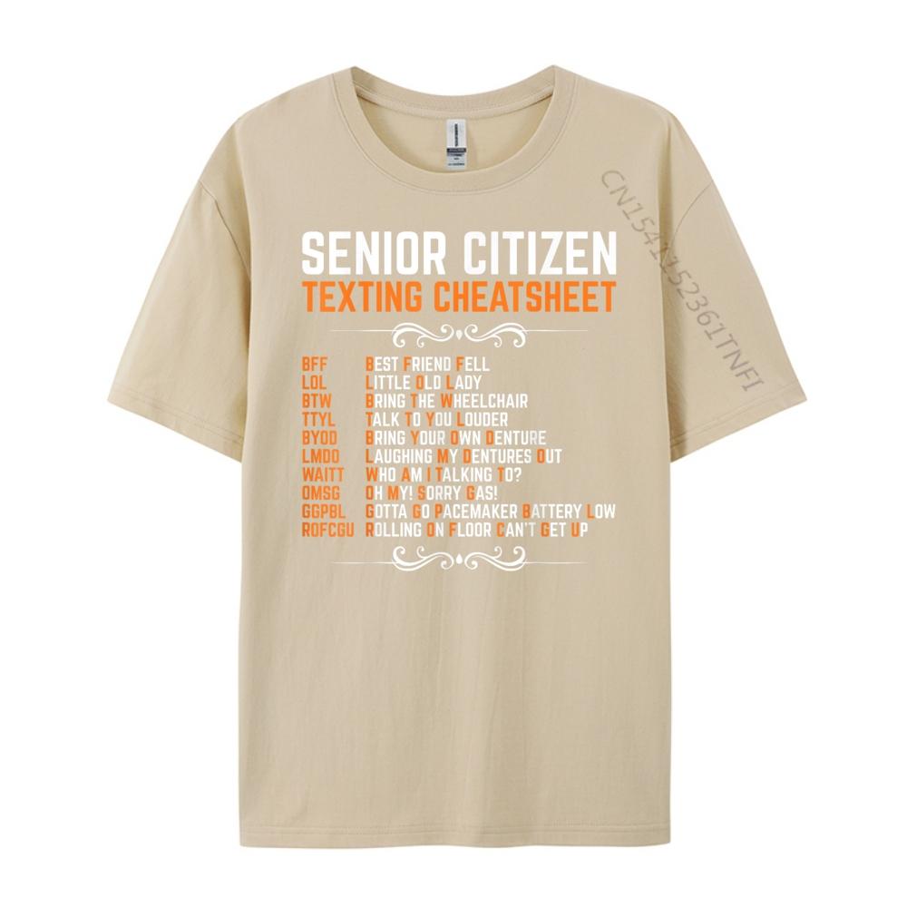 Funny Senior Citizens Texting Code Cheatsheet Grandpa Luxury T Shirt Men High Quality Christmas Valentines Day Gift TShirt